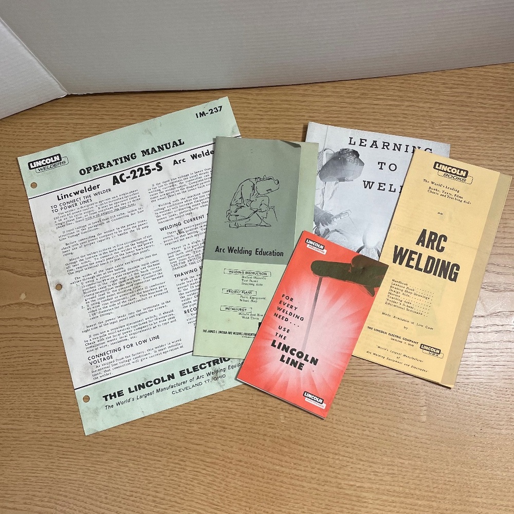 Vintage Lincoln Arc Welding Paper Lot Operation Manual Learning to Weld ++ 1961